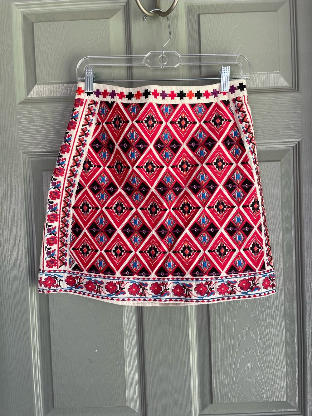 Honey Punch Pink Geometric Mini Skirt Tribal Boho Size Large